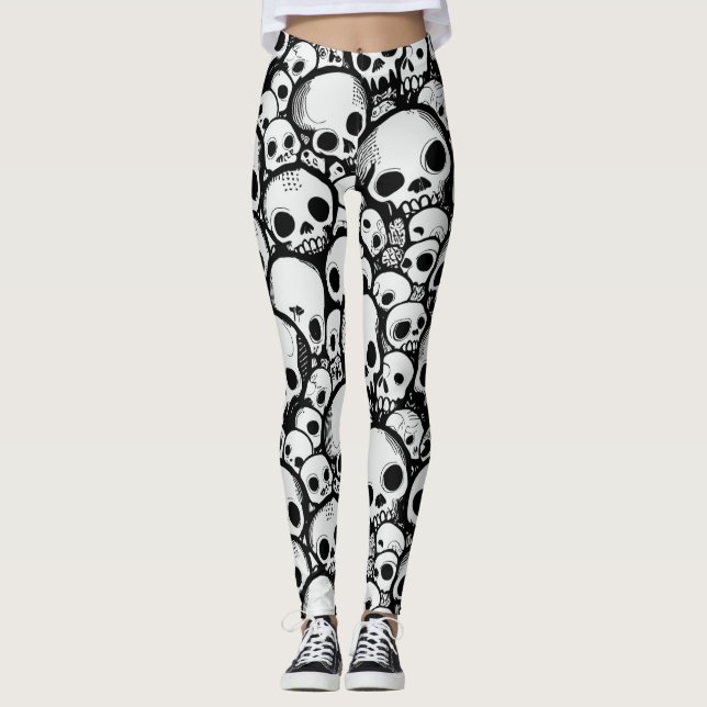 Leggings du crâne de dessin animé (Devant)