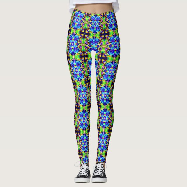 Leggings du portail de lumière fractale du néon co (Devant)
