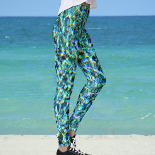 Leggings Eau Bleue Aqua Étincelante Glam