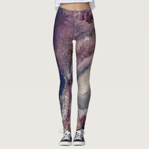 Leggings Eau-forte Cosmique Galaxie Étincelle Bleu Violet