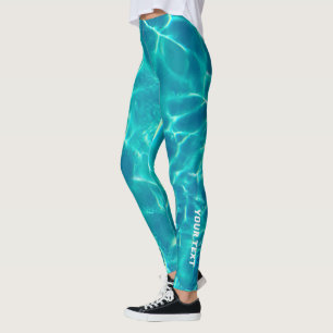 Leggings Eau turquoise, Personnaliser le texte ou le nom bl