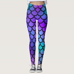 Leggings Écailles de sirène bleue violet rose bleu Poisson