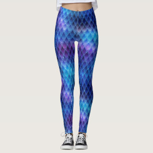 Leggings Écales de dragon bleues et argentées scintillantes