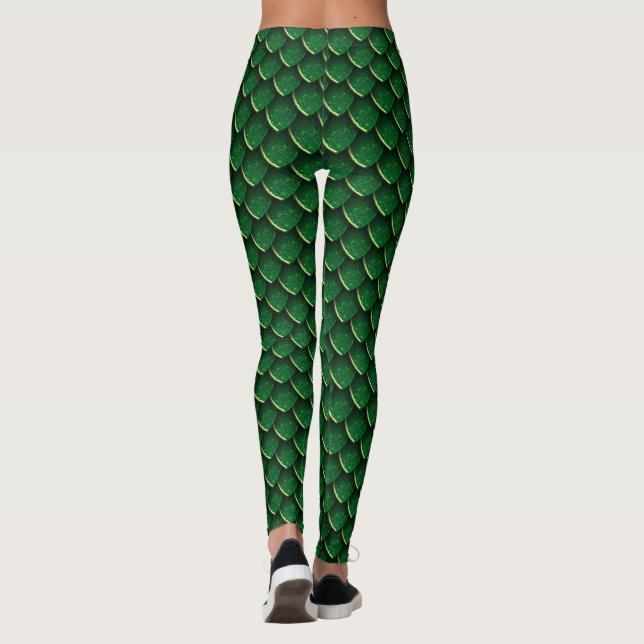 Leggings Échelle de dragon vert (Dos)