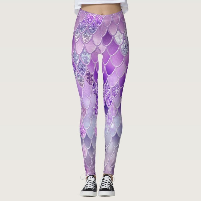 Leggings Échelle de Parties scintillant de sirène d'été #14 (Devant)