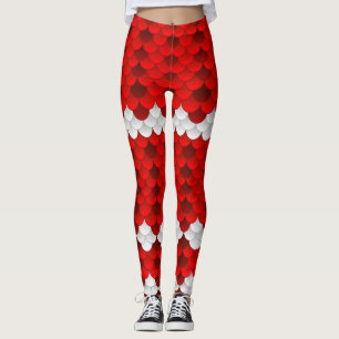 Leggings Échelle de sirène de Koi (rouge/blanc)