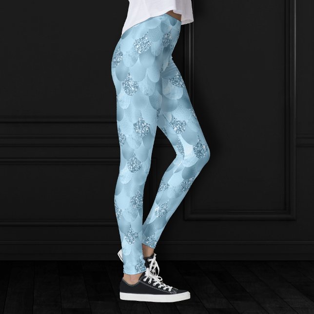 Leggings Échelle de verre de sirène | Dusty Ice Blue Sheen  (Créateur téléchargé)