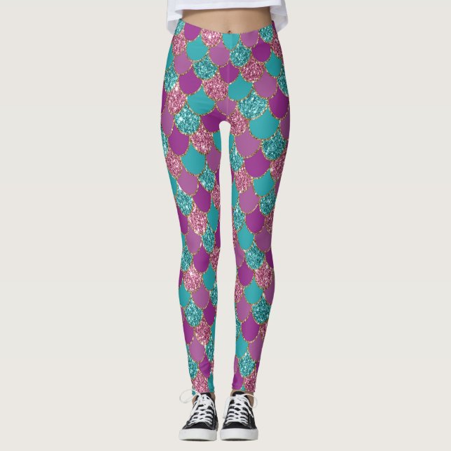 Leggings Échelles de Parties scintillant mauves de mères (Devant)