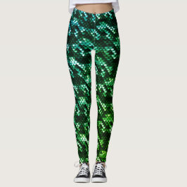 Leggings Echelles de sirène vert foncé et clair