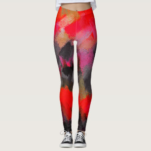 Leggings Éclaboussure rose noire rouge de peinture