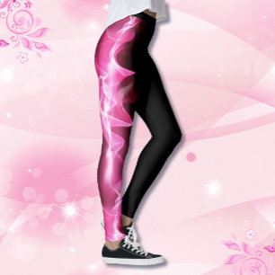 Leggings Éclair rose grève Ruban Cancer du sein du ruban