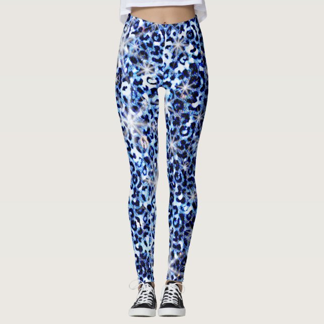 Leggings Éclats de guépards bleus (Devant)