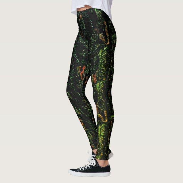 Leggings Écorce d'arbre sous verre martelé vert (Gauche)