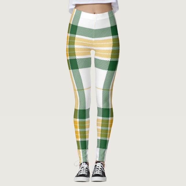 Leggings écossais vert et jaune (Devant)