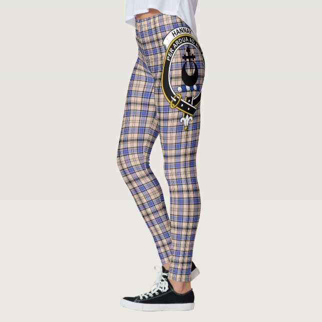 Leggings Ecosse Clan Hannay Gris Crest Tartan Femmes (Gauche)