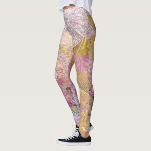 Leggings Écoulement en soie rose de Koi d'or