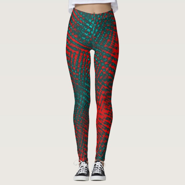 Leggings Écrans croisés rouges au-dessus du ciel étoilé ou  (Devant)