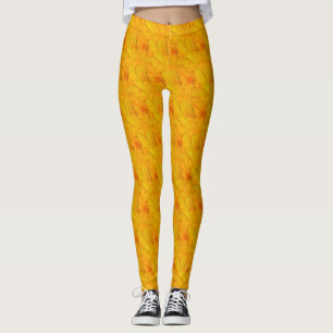 Leggings Écrasement d'abricot chic floral abstrait