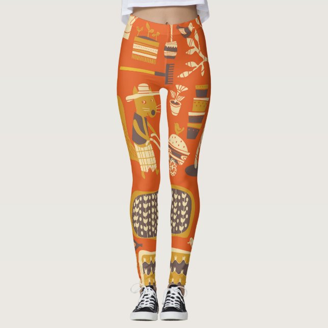 Leggings Écureuils de jardin : Scène animal lunaire (Devant)