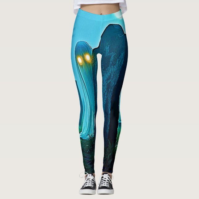 Leggings Eerie Glimpse du fantôme du cimetière (Devant)