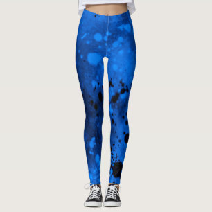 Leggings Effet Paint Splatter Bleu & Noir