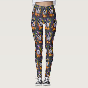 Leggings Éffrayant Akita Halloween Witch et Citrouille