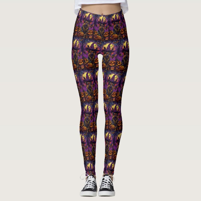 Leggings Éffrayant allemand berger Halloween sorcier Citrou (Devant)