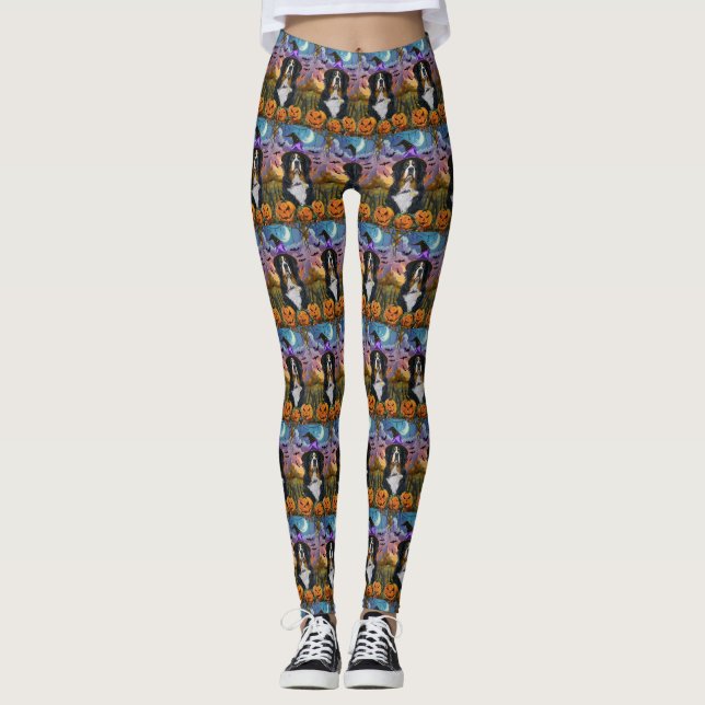 Leggings Éffrayant Bernese Mountain Halloween Citrouille so (Devant)