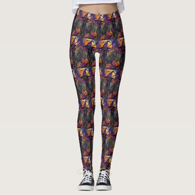Leggings Éffrayant grand chien Danse Halloween Citrouille s (Devant)