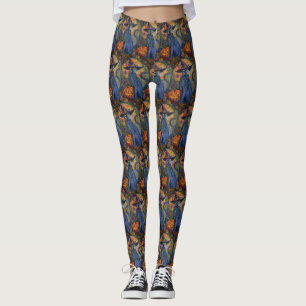 Leggings Éffrayant Russe Bleu Chat Halloween Citrouille sor