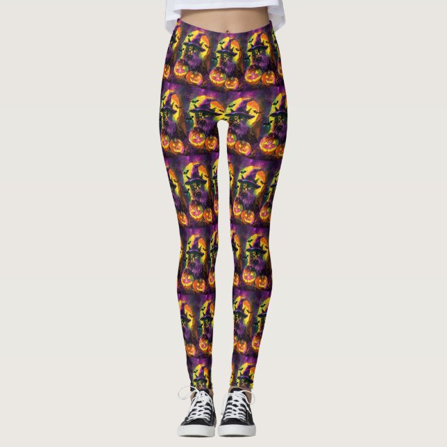 Leggings Éffrayant Turc Angora Chat Halloween Citrouille so (Devant)