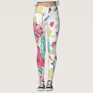 Leggings Élégance Abstraite florale Arrière - plan sans cou