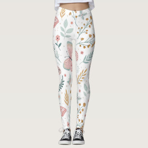 Leggings Élégance Botanique de Jardin Papillon Floral Paste