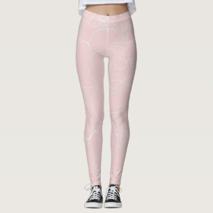Leggings Elégant Argent Rose Floral Dessin Rose Design