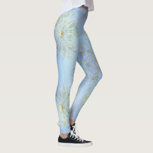 Leggings Élégant Blue Holiday Christnas Snowflakes étoiles