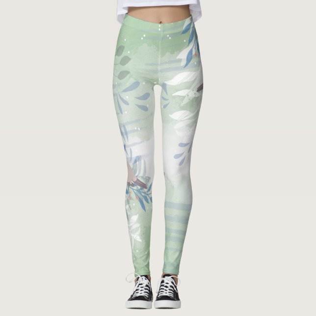 Leggings Elégant Chic Botanical Bird (Devant)