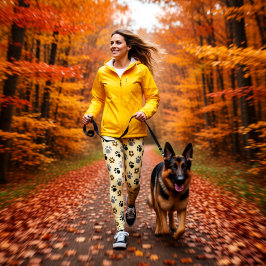 Leggings Elégant chien pattes crème