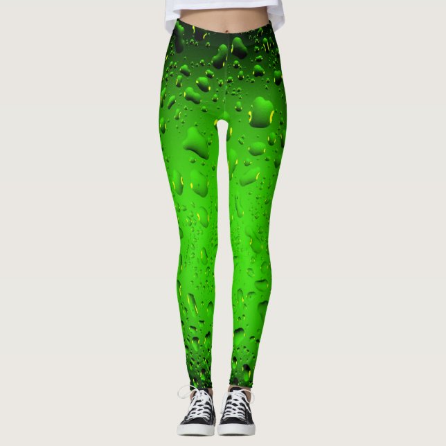 Leggings Élégant Cool vert gouttes d'eau (Devant)