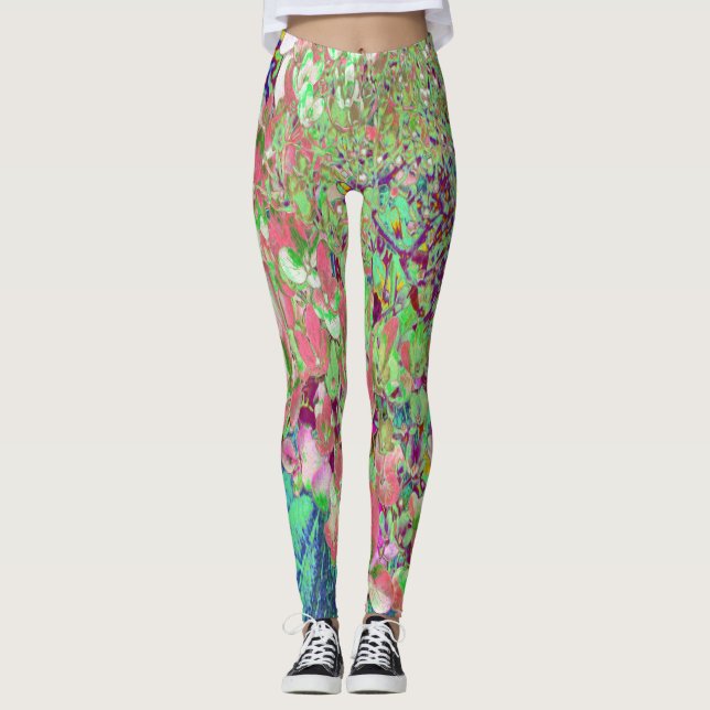 Leggings Élégant Corail et Chartreuse Limelight Hydrangea (Devant)