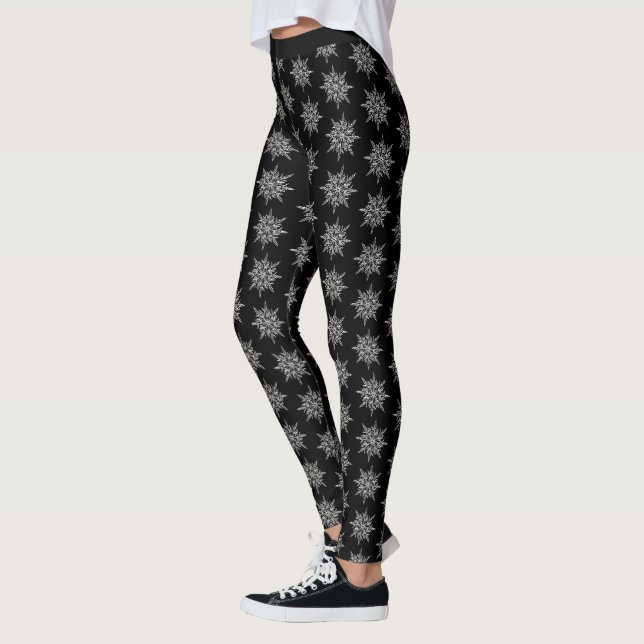 Leggings Elégant cristal de glace Flocon de neige blanc noi (Gauche)