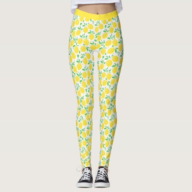 Leggings Élégant Cute Lemon Fruit Jaune Orchard Yoga (Devant)