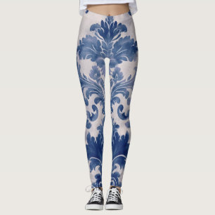 Leggings Elégant damassé Bleu toile de jouy