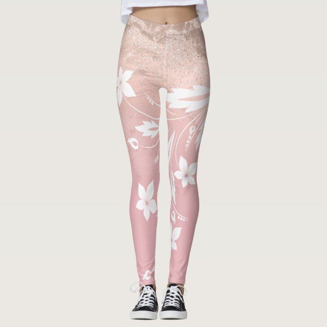 Leggings Elégant dégradé moderne rose or parties scintillan (Devant)