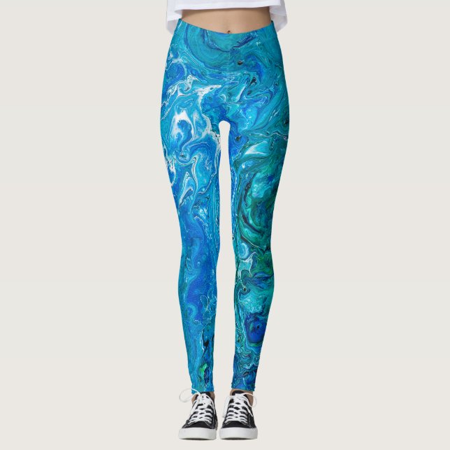 Leggings Élégant Dentelle Fou Agate 2 - Blue Aqua (Devant)