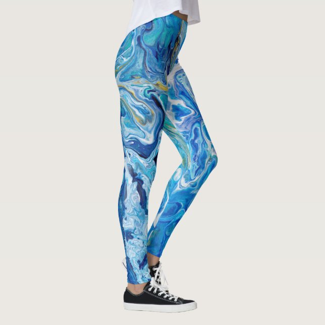 Leggings Élégant Dentelle Fou Agate 6 - Bleu Océan (Droite)