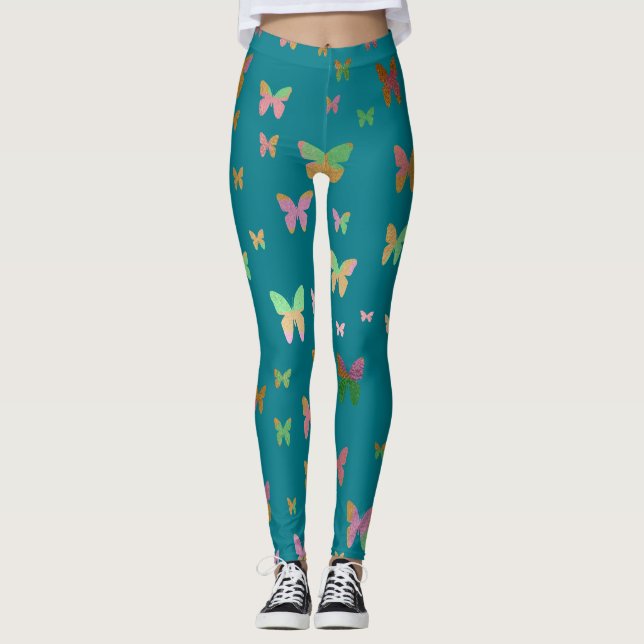 Leggings élégant faux rose or  papillon motif (Devant)