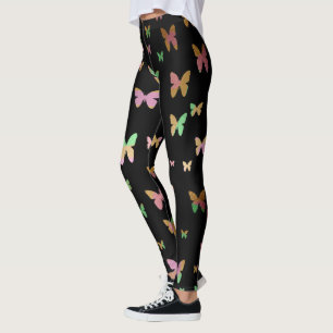 Leggings élégant faux rose or  papillon motif