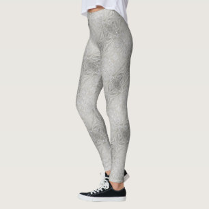 Leggings elegant girly chic grey cream beige white  floral