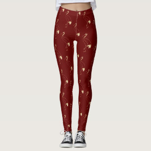 Leggings Elégant Grane Maroon Gold Japonais Line Art