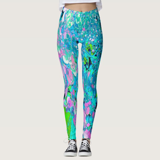 Leggings Élégant Limelight rose et bleu Hydrangea (Devant)